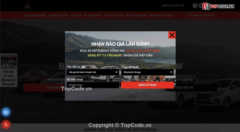 website ô tô mitsubishi,website bán hàng,website ô tô,code web oto mitsubishi